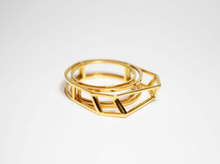 Gold Ring: 14k gold – statement, geometric 3d printed