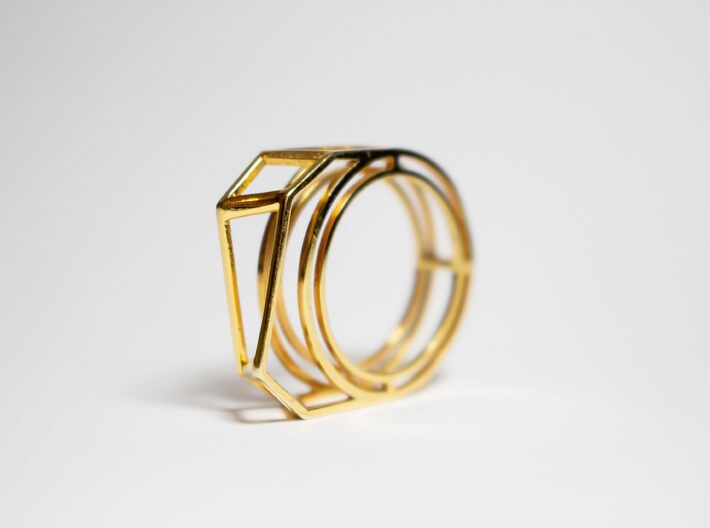 Gold Ring: 14k gold – statement, geometric 3d printed 