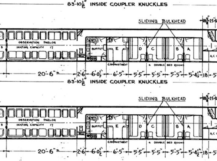 Canadian Pacific Cape Series Solarium Windows 1/87 3d printed Floor Plan of Cape Cars