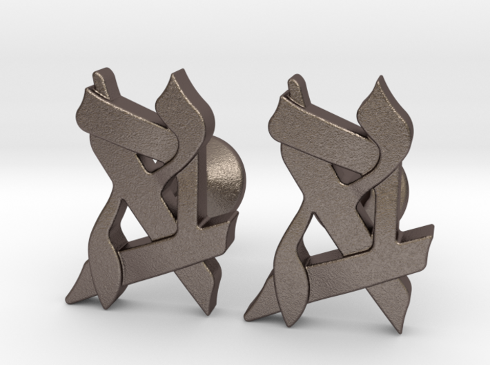 Hebrew Monogram Cufflinks - &quot;Bais Aleph&quot; 3d printed