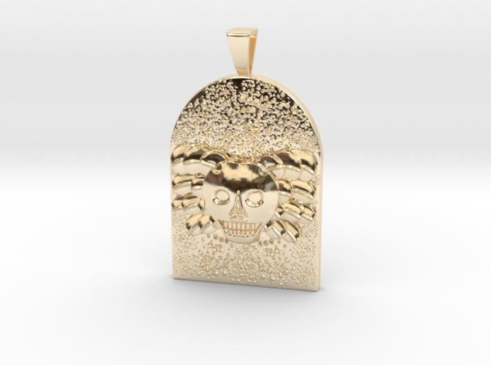Skull and Angel Wings Tombstone Tag with Bail 3d printed