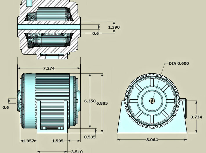 Electric Motor with shaft hole 20ea 3d printed