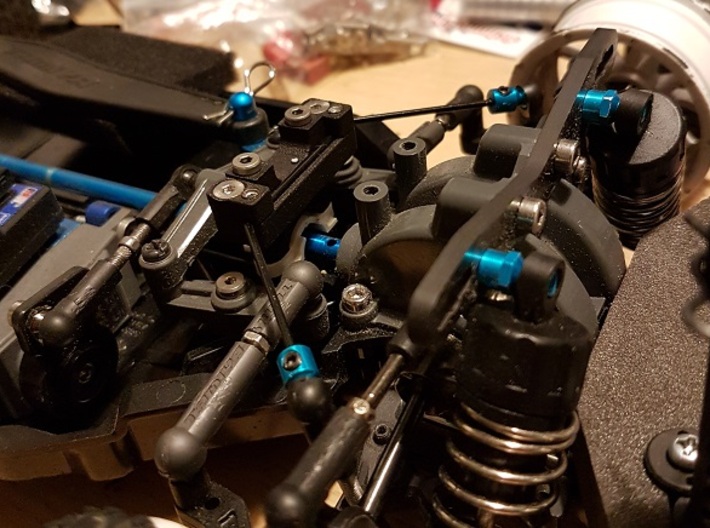 Tamiya TT02 Type S / Type SR Sway Bar Mounting Kit 3d printed Front Sway Bar Installed with TA06 Stabilizer Set