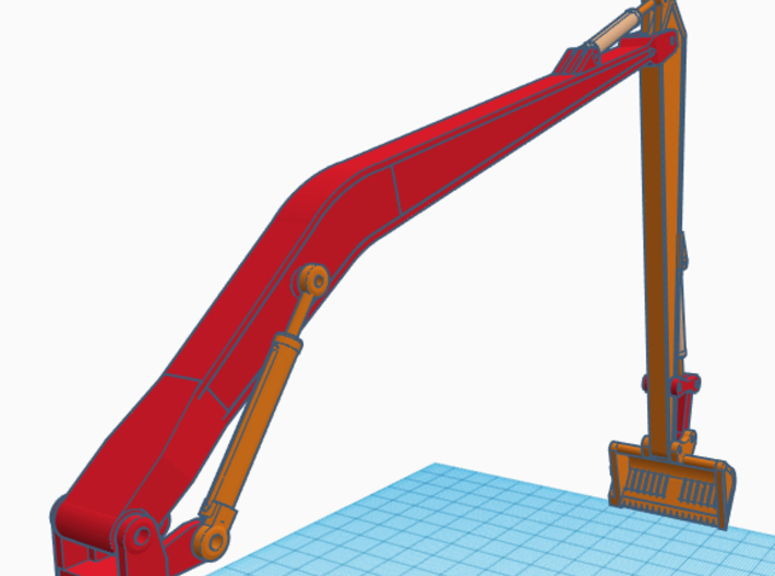 1/87th Long boom and stick for Excavator 3d printed 