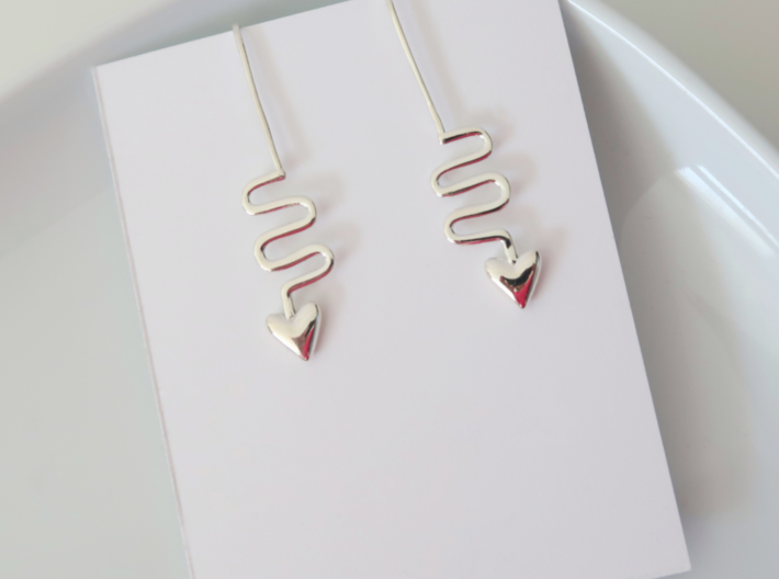 Path of the Heart Earrings 3d printed