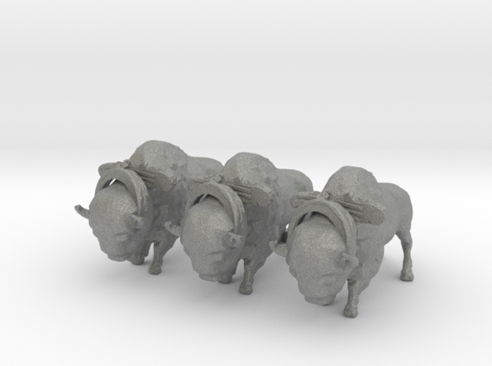 N Scale Bisons With Harnesses 3d printed This is a render not a picture