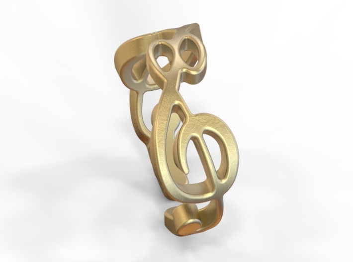 Treble Clef Ring (Size 5)  3d printed Gold Matte