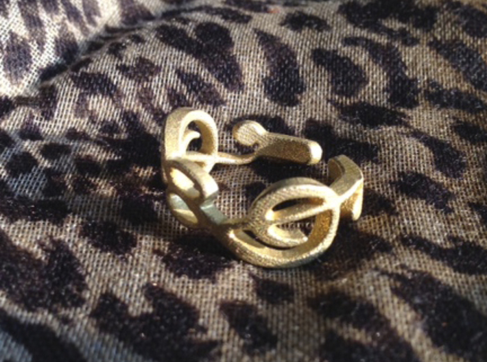 Treble Clef Ring (Size 5)  3d printed Raw Brass - Unpolished