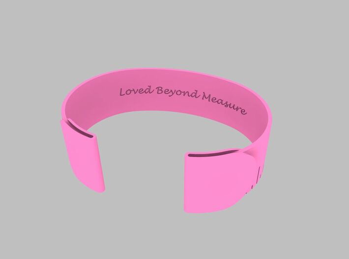 Loved Beyond Measure - Cuff Bracelet 3d printed Pink Strong & Flexible Polished Plastic Inside View Render