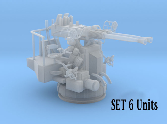 1/500 USN 40mm Bofors Twin Mount SET x6 3d printed 