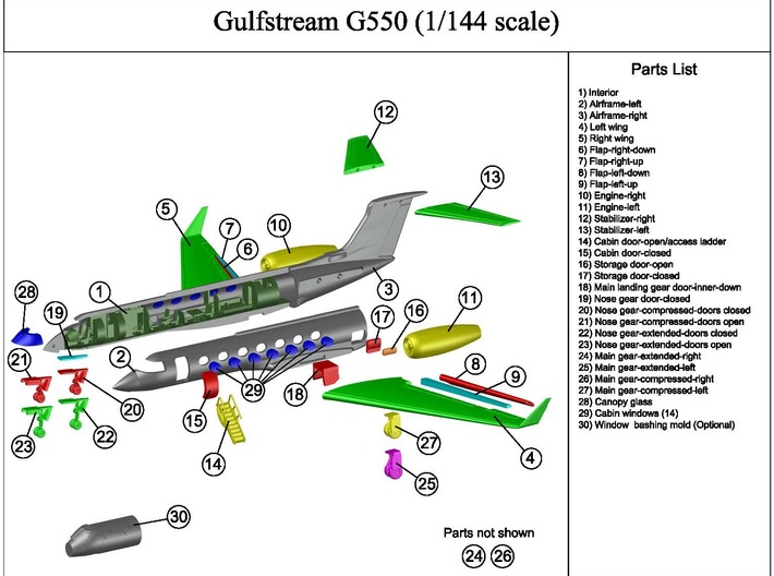 G550-144Scale-Detailed-04-Wing-left 3d printed 