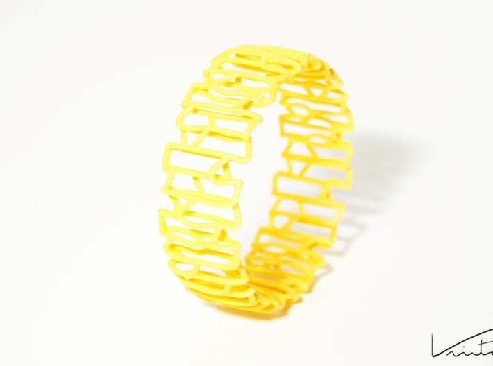Modern patterned bracelet 3d printed Yellow Strong & Flexible