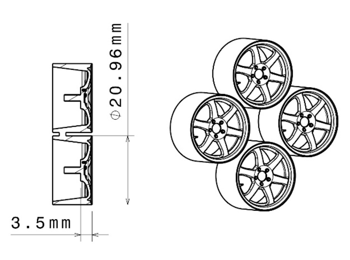 1/24 - 18'' RAYS Volk TE37SL, model wheel (male) 3d printed 