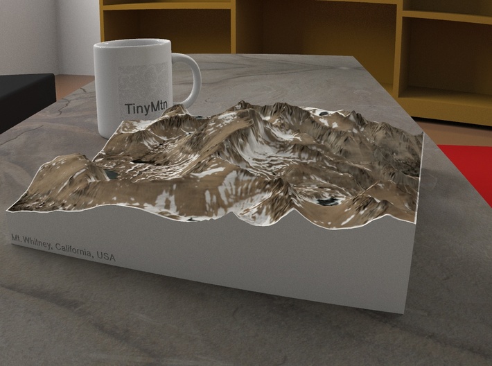 Mt. Whitney (new), California, USA, 1:25000 3d printed 