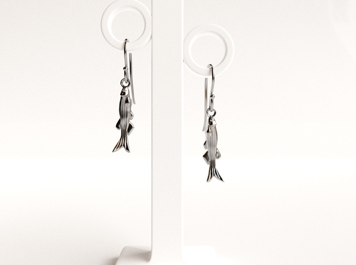 Zebrafish Earrings - Science Jewelry 3d printed Zebrafish earrings in polished silver