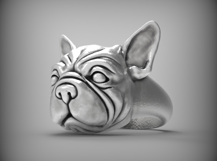 Cutest French Bulldog signet ring size 6.5 3d printed