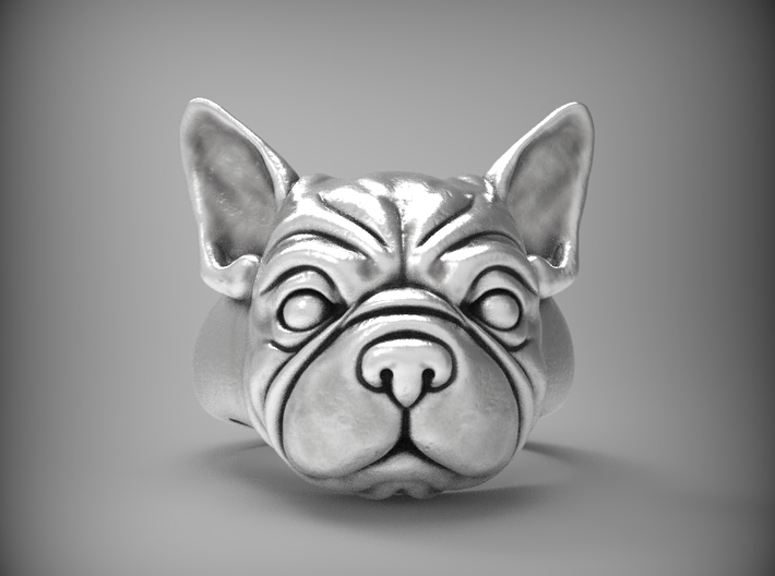Cutest French Bulldog signet ring size 6.5 3d printed 