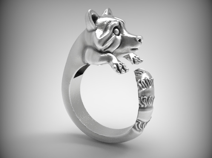 "Fluffy Tail" Racoon ring size 6.5 3d printed 