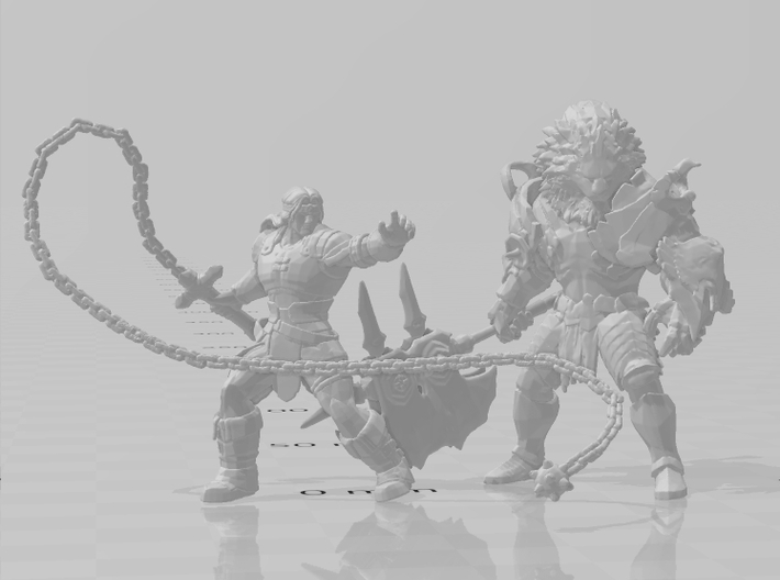 Lion Tabaxi Warrior DnD miniature fantasy game rpg 3d printed