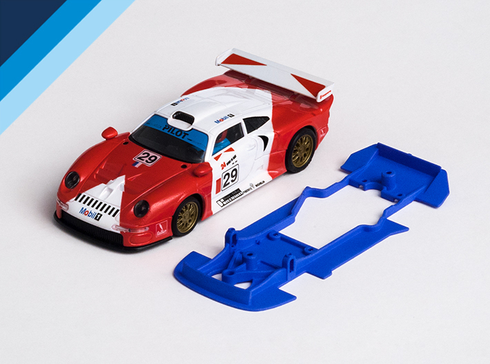 1/32 SCX Porsche 911 GT1 Chassis for Slot.it pod 3d printed Chassis compatible with SCX Porsche 911 GT1 body (not included)