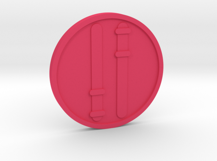 Two of Wands Coin 3d printed