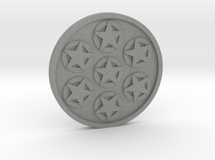 Seven of Pentacle Coin 3d printed