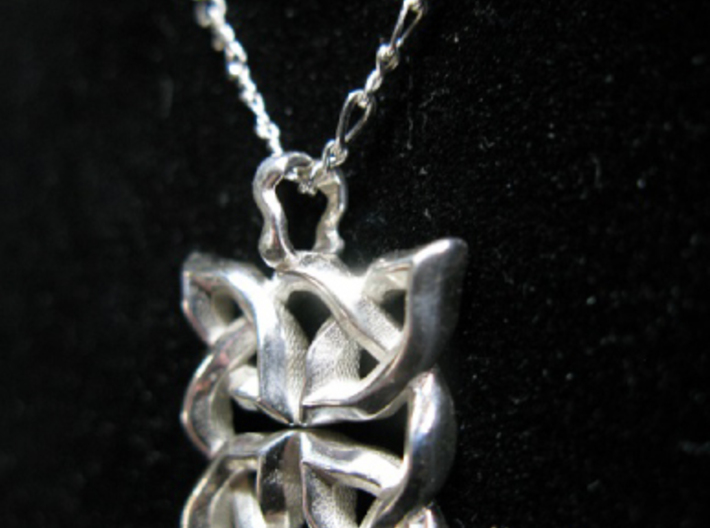 4 Clover Knot - Pendant. Shown in sterling silver  3d printed Actual Product Image. Shown in polished silver. Chain not included