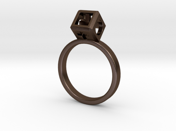 JEWELRY Ring size 9 (19 mm) with HyperCube &quot;stone&quot; 3d printed
