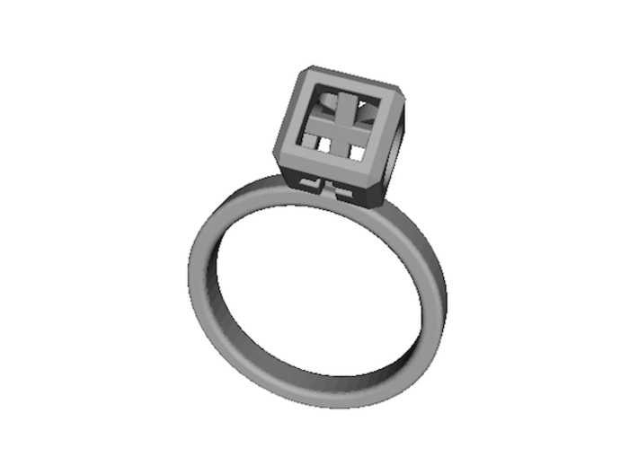 JEWELRY Ring size 6.5 (17mm) with HyperCube stone 3d printed 