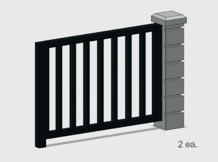 5' x 6' Rod Iron Fence Section - 2X. 3d printed Part No. RIF-001