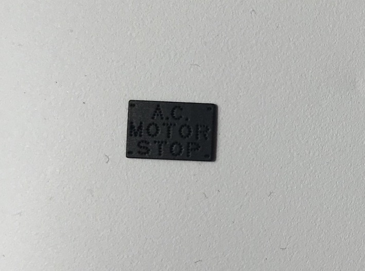 HO Scale “A.C. Motor Stop” Signs 3d printed 