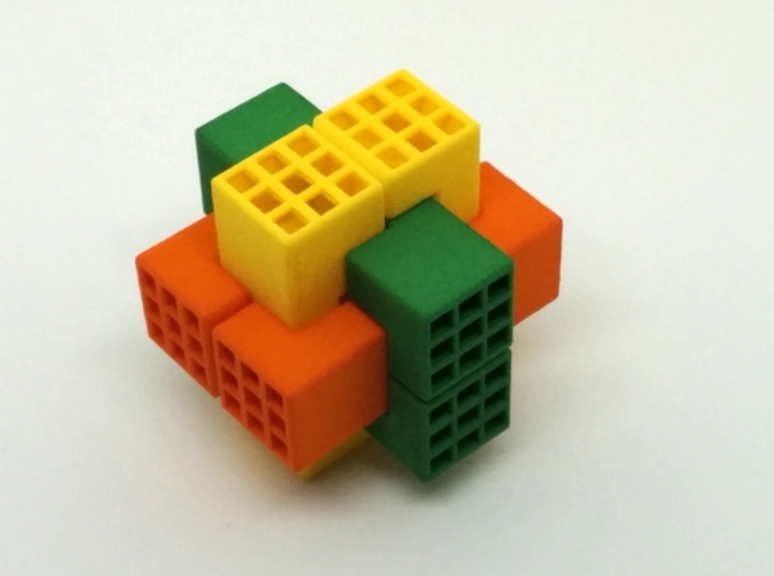Piston Burr Puzzle 3d printed Multi-Color