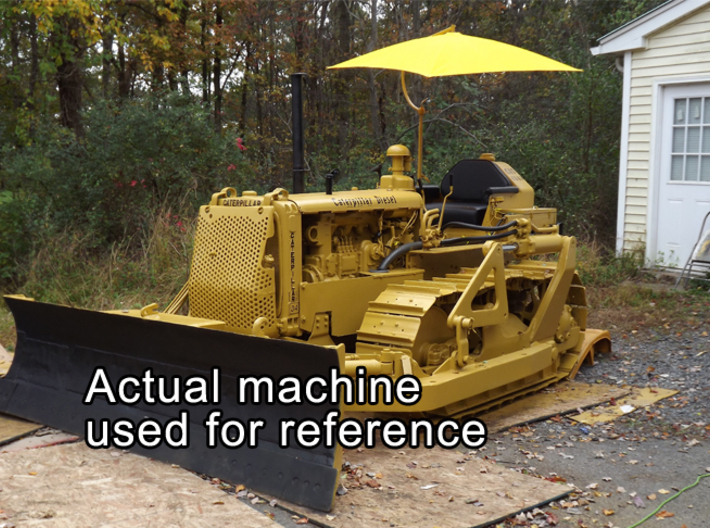  1/64 scale 1950's  D47U Bulldozer  3d printed Real machine shown for modeling reference