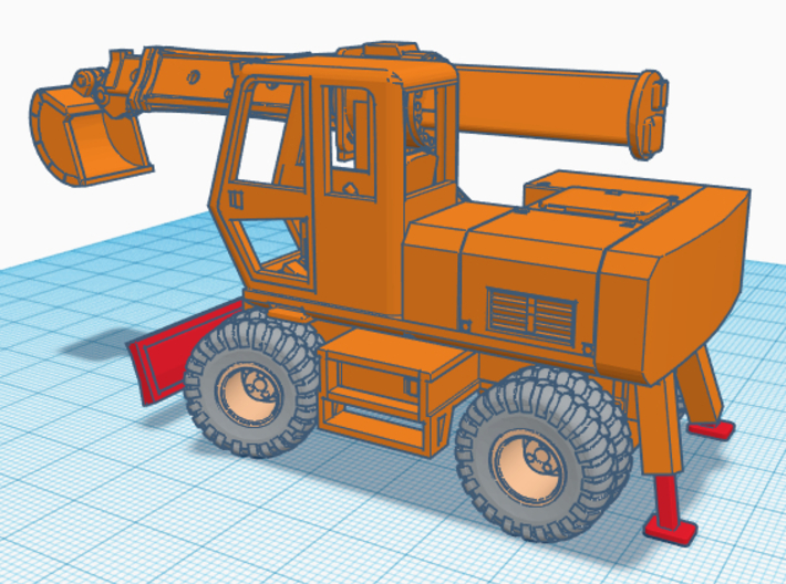 1/87th four wheel carrier for Gradall excavator 3d printed 