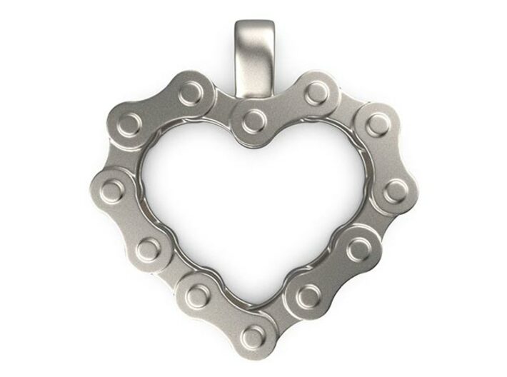 Bike Chain Heart Pendant 3d printed Front View