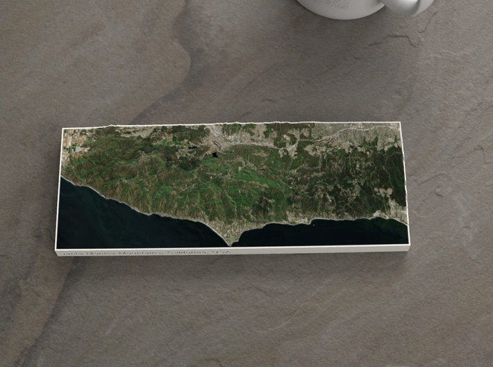 Santa Monica Mtns, California, USA, 1:250000 3d printed 