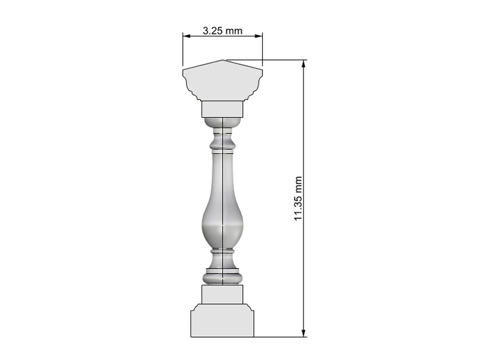 Baluster 01. HO Scale (1:87)  x10 units  3d printed Dimensions at 1:87 scale