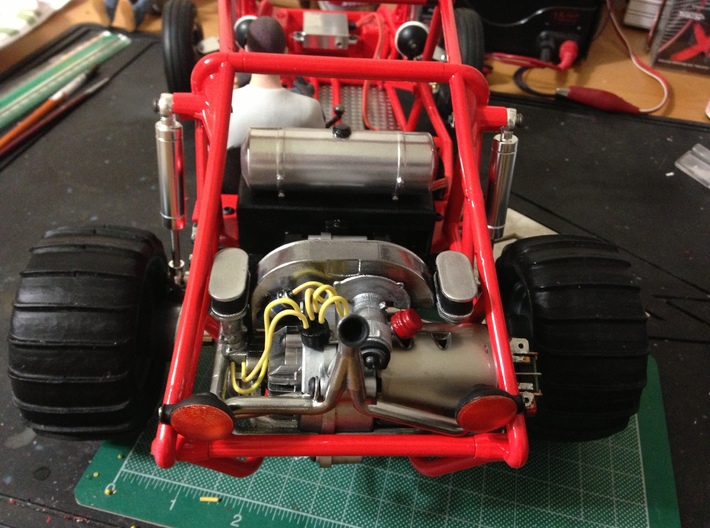FA10001 Engine for Tamiya Wild One, FAV 3d printed Painted engine fitted to a Tamiya Wild One gear box with optional exhaust, sold separately.