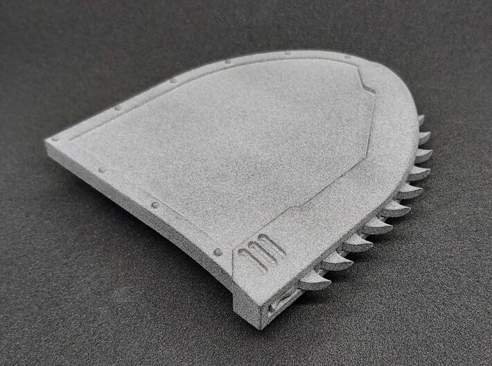 Action Figure Chainshield - Left Handed 3d printed Printed in Grey PA12