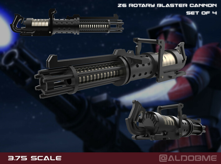 Z-6 rotary blaster cannon Set of 4 3.75 scale 3d printed