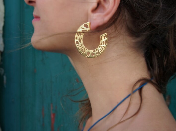 Lace Hoops Earrings 3d printed Lace hoop earrings - 14k Gold Plated