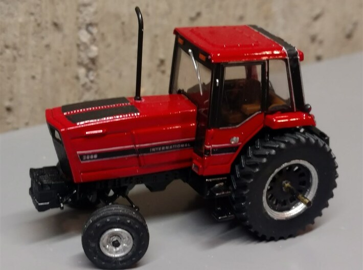 1/64 Scale 38&quot; Red/Black Rear Wheel and Tire 3d printed Installed on Greenlight 3488