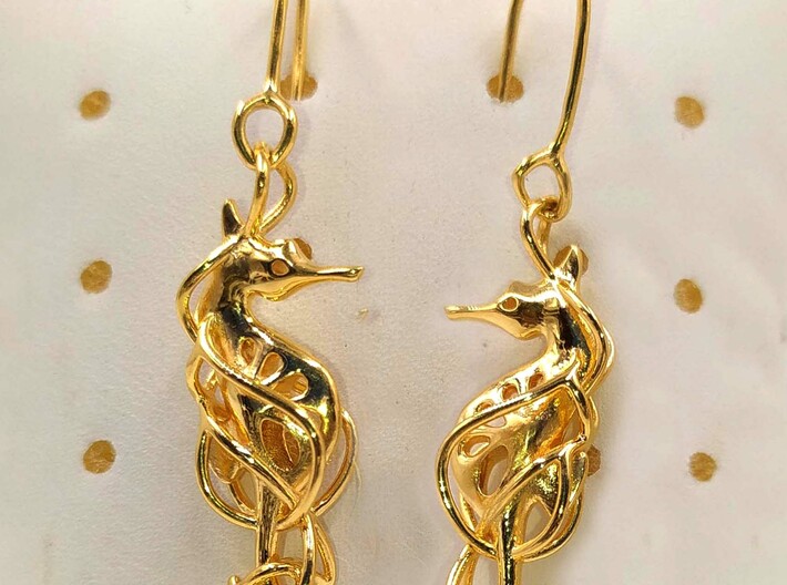 Sea horse earring 3d printed 