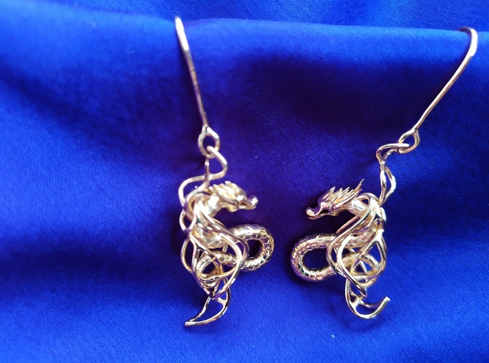 Eastern Dragon Earring 3d printed 