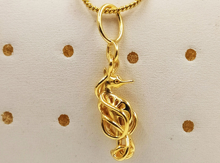 Sea horse pendant 3d printed 