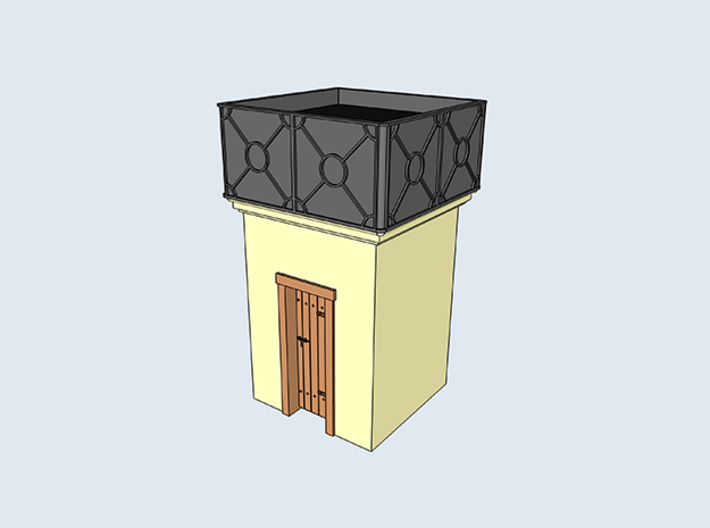 Small english style H0 water tank 3d printed Digital render to show off what colors you can paint it. The print has NO COLORS.