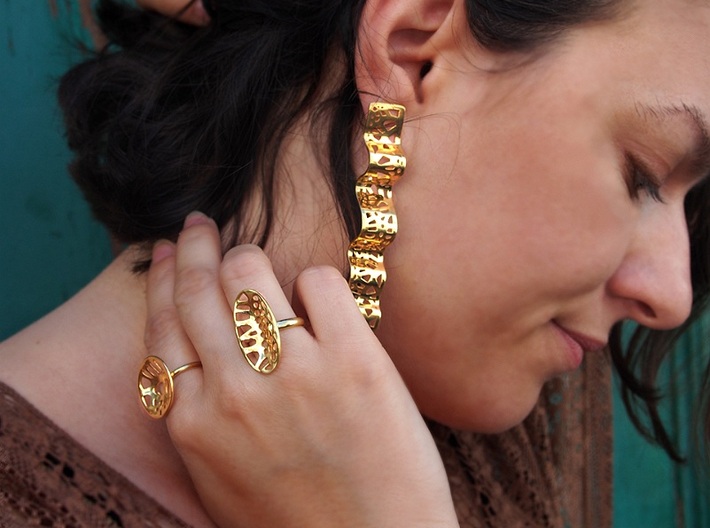 Lace Ribon Earrings 3d printed Lace Ribbon earrings -  14k Gold Plated