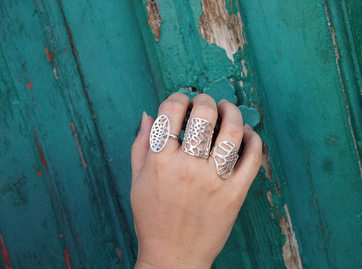 Lace Skin Ring 3d printed Lace Collection - Silver