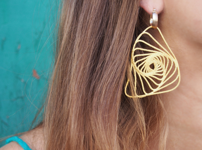 Swirl Shell Earrings 3d printed Swirl Shell earrings - Polished Gold Steel