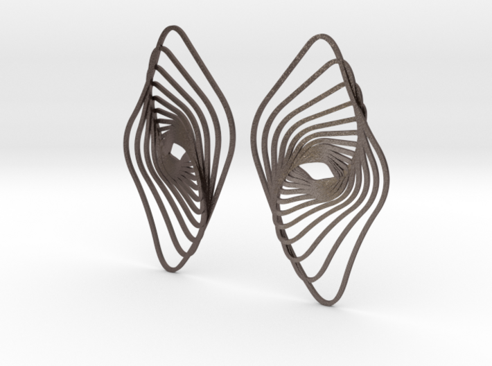 Swirl Rhombus Earrings 3d printed 